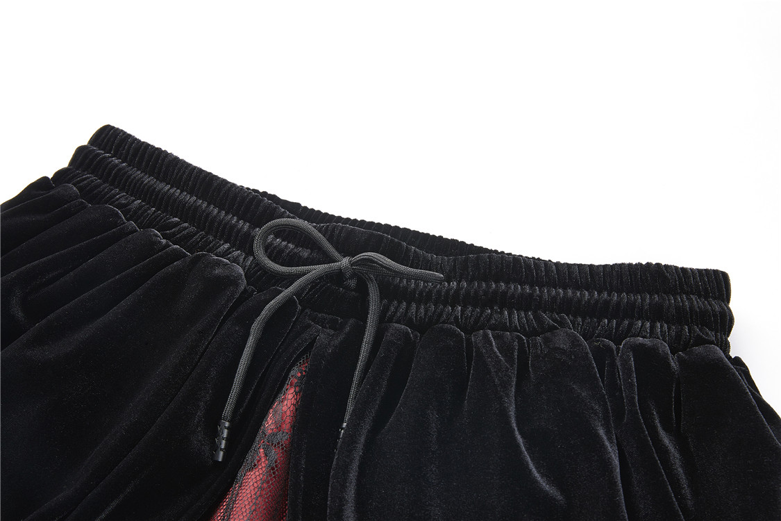 Falda Maxi Gótica de Terciopelo y Encaje Rojo con Negro - KW133 - Imagen 6